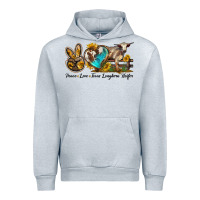 Heather Grey peace love longhorn heifer Urban Hoodie - LillyAllenDesigns