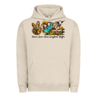 Pigment French Oak peace love longhorn heifer Urban Hoodie - LillyAllenDesigns