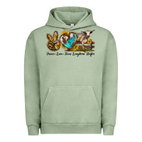 Pigment Oil Green peace love longhorn heifer Urban Hoodie - LillyAllenDesigns
