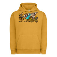 Pigment Peanut Butter peace love longhorn heifer Urban Hoodie - LillyAllenDesigns