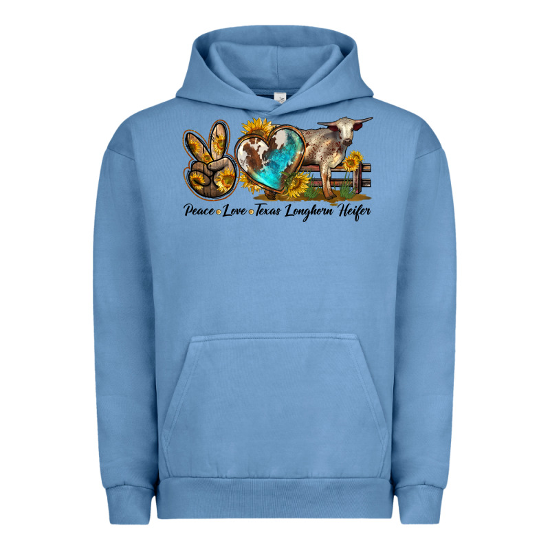 Peace Love Longhorn Heifer Urban Hoodie by LillyAllenDesigns | Teevron