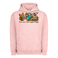 Pigment Salmon peace love longhorn heifer Urban Hoodie - LillyAllenDesigns