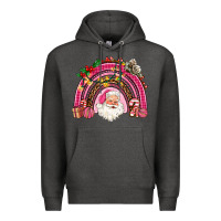 Charcoal Heather pink christmas rainbow Premium Hoodie - AdoDesignShop