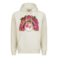 Oatmeal Heather pink christmas rainbow Premium Hoodie - AdoDesignShop