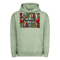 Pigment Oil Green santa's favorite teacher Urban Hoodie - Jasminsmagicworld