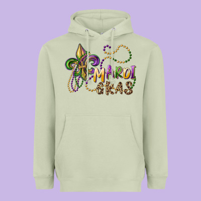 Mardi Gras Fleur De Lis And Beads Heavyweight Hoodie Designed By Ranaportraitstore