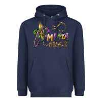 Navy mardi gras fleur de lis and beads Heavyweight Hoodie - RanaPortraitStore