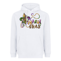 White mardi gras fleur de lis and beads Heavyweight Hoodie - RanaPortraitStore