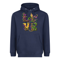 Navy love fleur de lis Heavyweight Hoodie - RanaPortraitStore