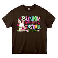 Chocolate Brown Bunny Kisses Easter Wishes Heavy Core Tee - CowhideDigitalArt