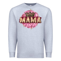 Heather Grey mama with round leopard Premium Sweatshirt - Zillion Design Studio