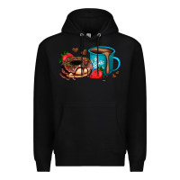 Black donut coffee strawberry Premium Hoodie - AdoDesignShop