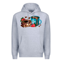 Heather Grey donut coffee strawberry Premium Hoodie - AdoDesignShop