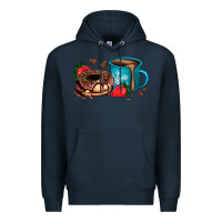 Navy donut coffee strawberry Premium Hoodie - AdoDesignShop