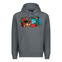 Rock donut coffee strawberry Premium Hoodie - AdoDesignShop