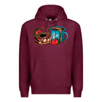 Burgundy donut coffee strawberry Premium Hoodie - AdoDesignShop