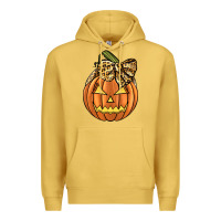 Antique Gold Leopard Ribbon Halloween Pumkin Premium Hoodie - JahusDesignShop