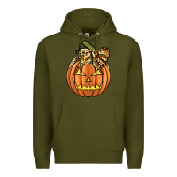 Army Green Leopard Ribbon Halloween Pumkin Premium Hoodie - JahusDesignShop
