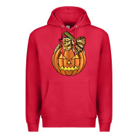 Cardinal Leopard Ribbon Halloween Pumkin Premium Hoodie - JahusDesignShop