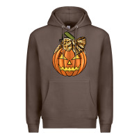 Coffee Leopard Ribbon Halloween Pumkin Premium Hoodie - JahusDesignShop