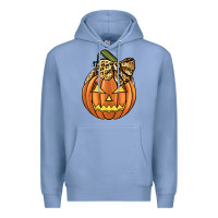 Colony Blue Leopard Ribbon Halloween Pumkin Premium Hoodie - JahusDesignShop
