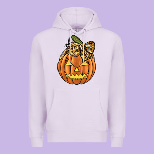 Leopard Ribbon Halloween Pumkin Premium Hoodie Designed By Jahusdesignshop