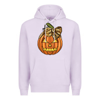 Lilac Leopard Ribbon Halloween Pumkin Premium Hoodie - JahusDesignShop
