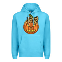 Ocean Blue Leopard Ribbon Halloween Pumkin Premium Hoodie - JahusDesignShop