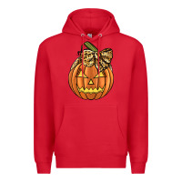Red Leopard Ribbon Halloween Pumkin Premium Hoodie - JahusDesignShop