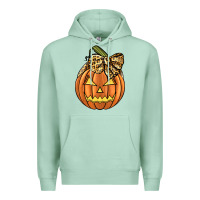 Seafoam Leopard Ribbon Halloween Pumkin Premium Hoodie - JahusDesignShop