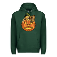 Sports Green Leopard Ribbon Halloween Pumkin Premium Hoodie - JahusDesignShop