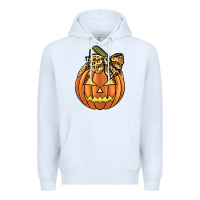 White Leopard Ribbon Halloween Pumkin Premium Hoodie - JahusDesignShop