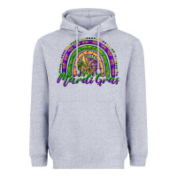 Heather Grey mardi gras rainbow and fleur de lis Heavyweight Hoodie - RanaPortraitStore