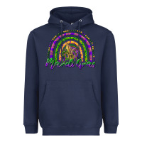 Navy mardi gras rainbow and fleur de lis Heavyweight Hoodie - RanaPortraitStore