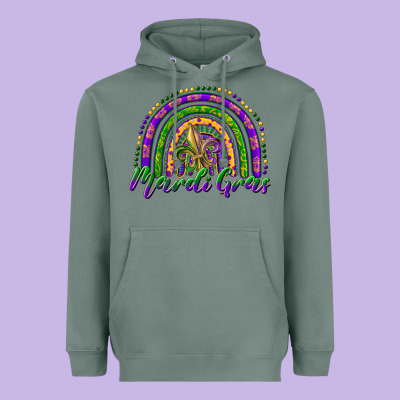 Mardi Gras Rainbow And Fleur De Lis Heavyweight Hoodie Designed By Ranaportraitstore