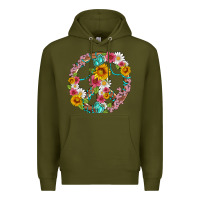 Army Green floral peace sign with gemstone Premium Hoodie - Artiststas