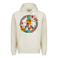 Oatmeal Heather floral peace sign with gemstone Premium Hoodie - Artiststas