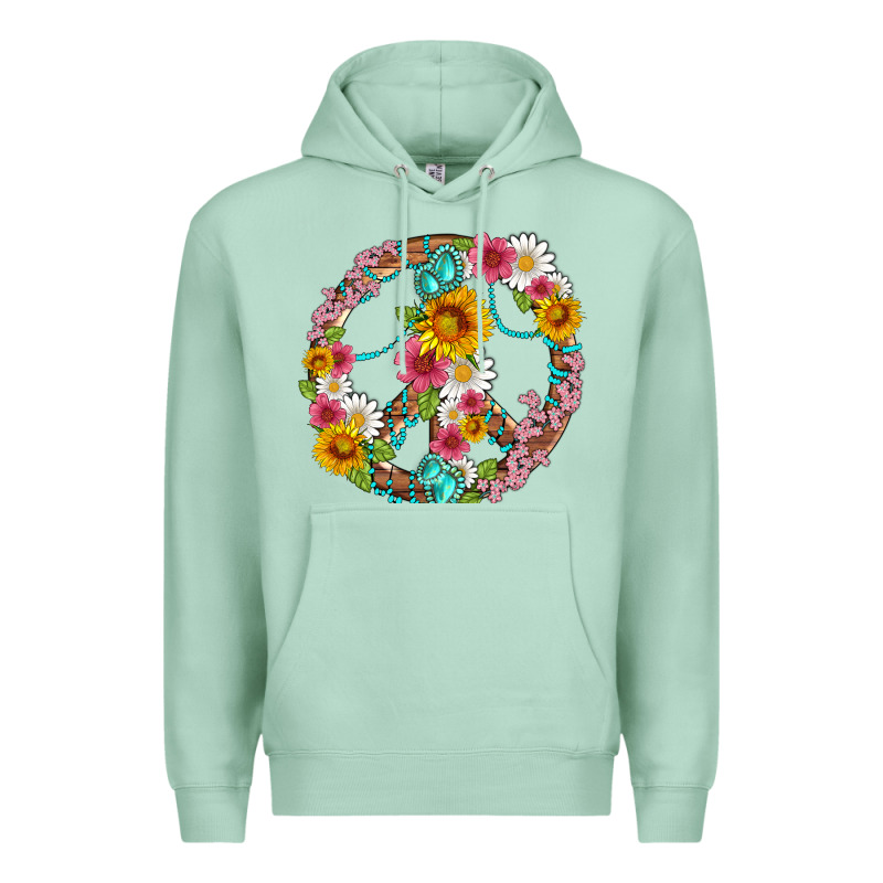 Floral Peace Sign With Gemstone Premium Hoodie by Artiststas | Teevron