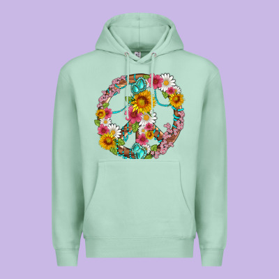 Floral Peace Sign With Gemstone Premium Hoodie Designed By Artiststas