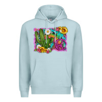 Blue Mist cactus peace sign flowers and tie dye Premium Hoodie - Artiststas