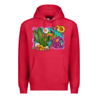 Cardinal cactus peace sign flowers and tie dye Premium Hoodie - Artiststas