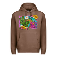 Chestnut cactus peace sign flowers and tie dye Premium Hoodie - Artiststas