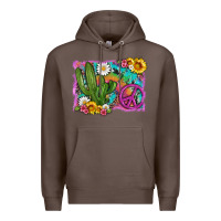 Coffee cactus peace sign flowers and tie dye Premium Hoodie - Artiststas