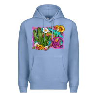 Colony Blue cactus peace sign flowers and tie dye Premium Hoodie - Artiststas