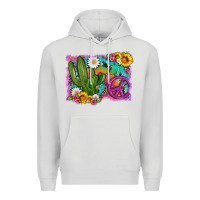 Dove Grey cactus peace sign flowers and tie dye Premium Hoodie - Artiststas