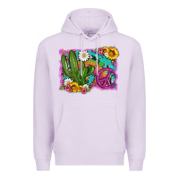Lilac cactus peace sign flowers and tie dye Premium Hoodie - Artiststas