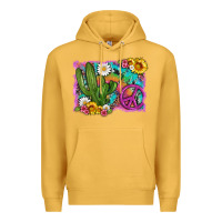 Mustard cactus peace sign flowers and tie dye Premium Hoodie - Artiststas