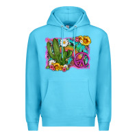 Ocean Blue cactus peace sign flowers and tie dye Premium Hoodie - Artiststas