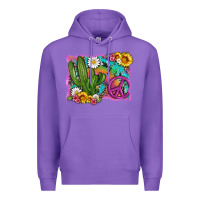 Purple cactus peace sign flowers and tie dye Premium Hoodie - Artiststas
