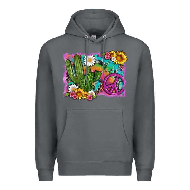 Cactus Peace Sign Flowers And Tie Dye Premium Hoodie by Artiststas | Teevron